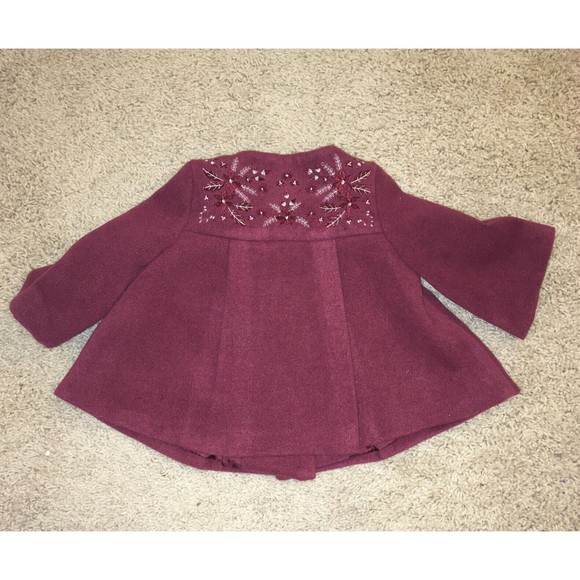 Catherine Malandrino Mini Baby Girl 3-6 Months Plum Pea Coat Winter jacket - Picture 2 of 3